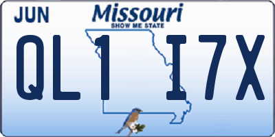 MO license plate QL1I7X