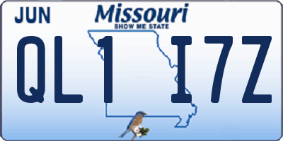 MO license plate QL1I7Z
