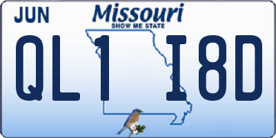 MO license plate QL1I8D