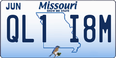 MO license plate QL1I8M