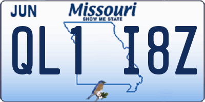 MO license plate QL1I8Z