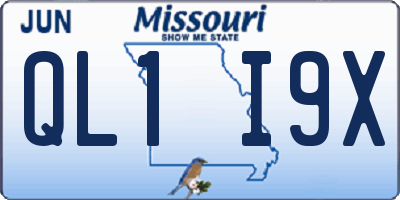 MO license plate QL1I9X