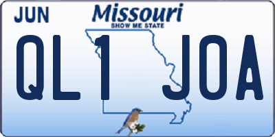 MO license plate QL1J0A