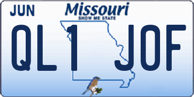 MO license plate QL1J0F