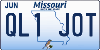 MO license plate QL1J0T