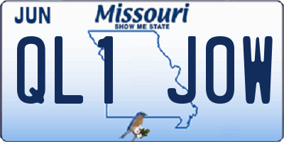MO license plate QL1J0W