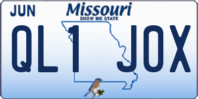 MO license plate QL1J0X
