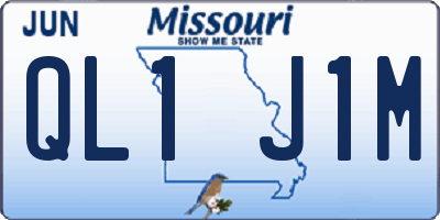 MO license plate QL1J1M