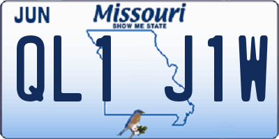 MO license plate QL1J1W