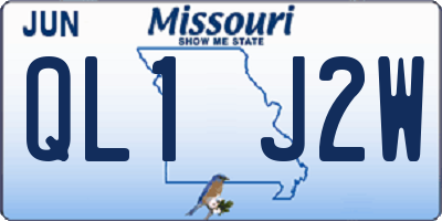 MO license plate QL1J2W
