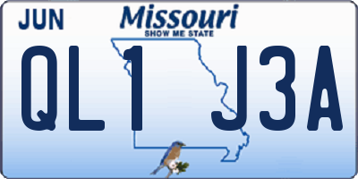 MO license plate QL1J3A