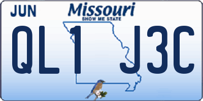 MO license plate QL1J3C