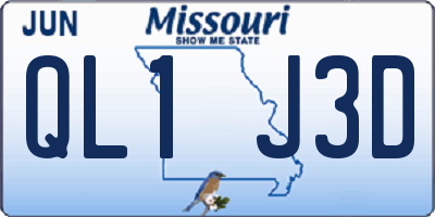 MO license plate QL1J3D