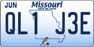 MO license plate QL1J3E