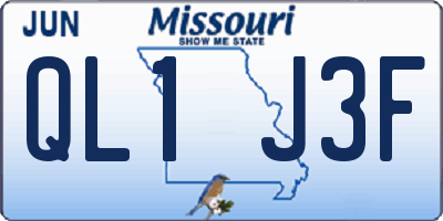 MO license plate QL1J3F