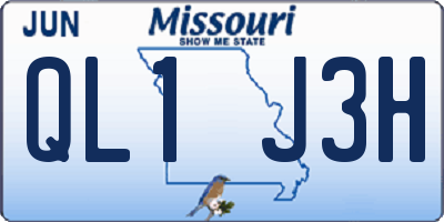 MO license plate QL1J3H
