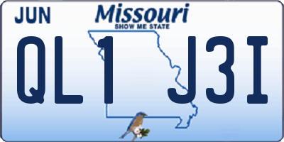 MO license plate QL1J3I