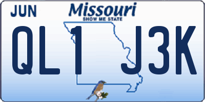 MO license plate QL1J3K