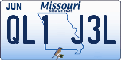 MO license plate QL1J3L