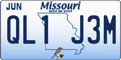 MO license plate QL1J3M