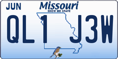 MO license plate QL1J3W