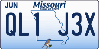MO license plate QL1J3X