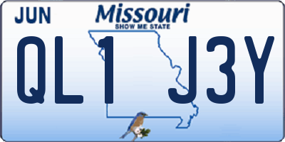 MO license plate QL1J3Y