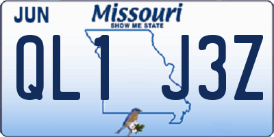 MO license plate QL1J3Z