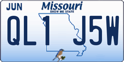 MO license plate QL1J5W