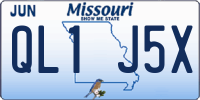 MO license plate QL1J5X