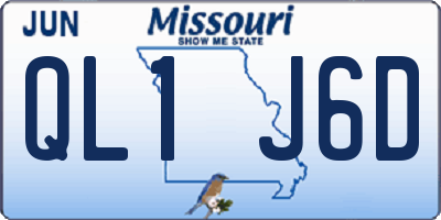 MO license plate QL1J6D