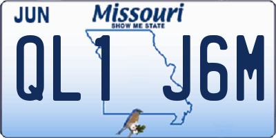MO license plate QL1J6M