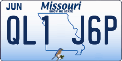 MO license plate QL1J6P