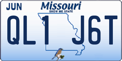 MO license plate QL1J6T