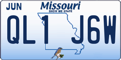 MO license plate QL1J6W