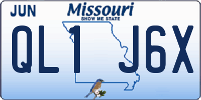 MO license plate QL1J6X