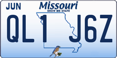 MO license plate QL1J6Z