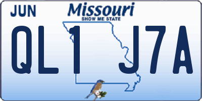 MO license plate QL1J7A