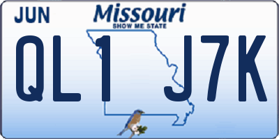 MO license plate QL1J7K
