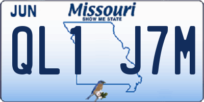 MO license plate QL1J7M