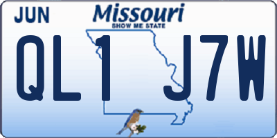 MO license plate QL1J7W