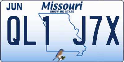 MO license plate QL1J7X