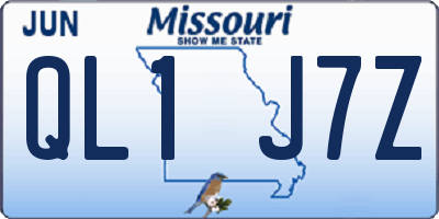 MO license plate QL1J7Z