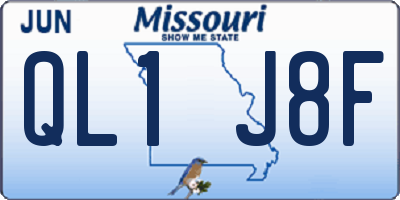 MO license plate QL1J8F