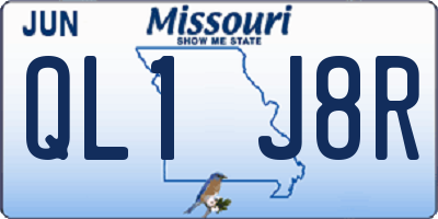 MO license plate QL1J8R