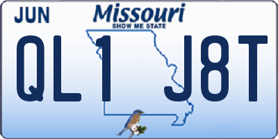 MO license plate QL1J8T