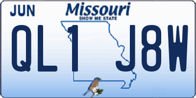 MO license plate QL1J8W