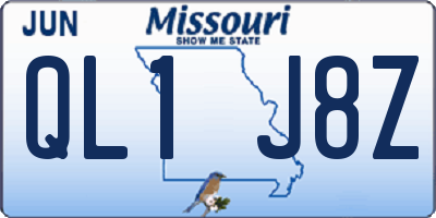 MO license plate QL1J8Z