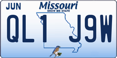 MO license plate QL1J9W