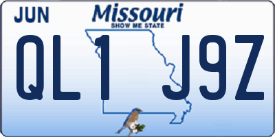 MO license plate QL1J9Z